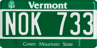VT license plate NOK733