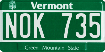 VT license plate NOK735