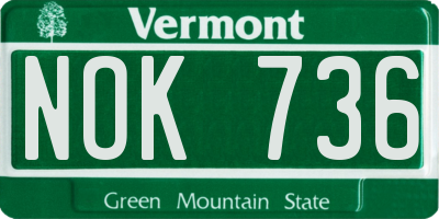 VT license plate NOK736