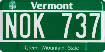 VT license plate NOK737