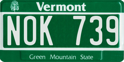 VT license plate NOK739