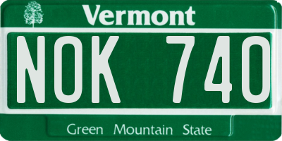 VT license plate NOK740