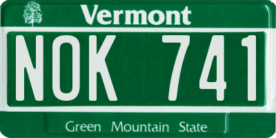 VT license plate NOK741