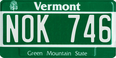 VT license plate NOK746