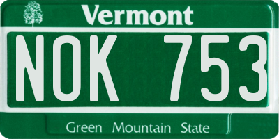 VT license plate NOK753