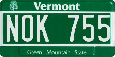 VT license plate NOK755
