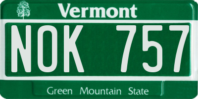 VT license plate NOK757