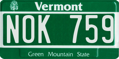 VT license plate NOK759