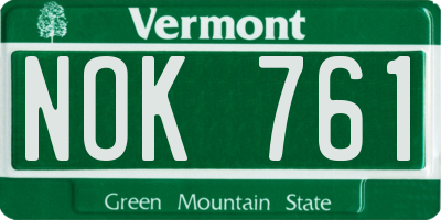 VT license plate NOK761