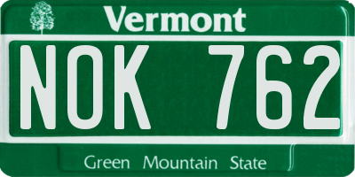 VT license plate NOK762