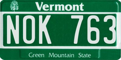 VT license plate NOK763
