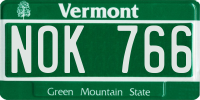 VT license plate NOK766