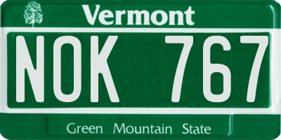 VT license plate NOK767