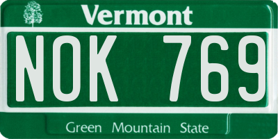 VT license plate NOK769