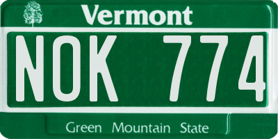VT license plate NOK774