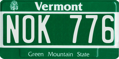 VT license plate NOK776