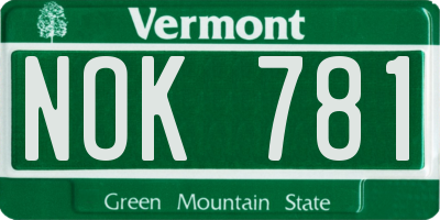 VT license plate NOK781