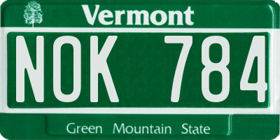 VT license plate NOK784