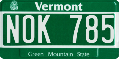 VT license plate NOK785