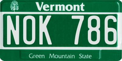 VT license plate NOK786
