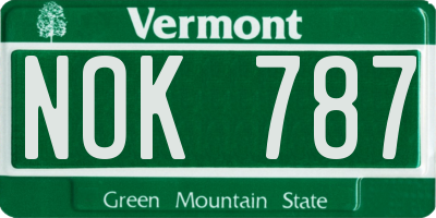 VT license plate NOK787