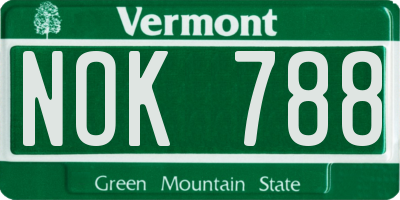 VT license plate NOK788