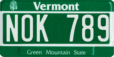 VT license plate NOK789