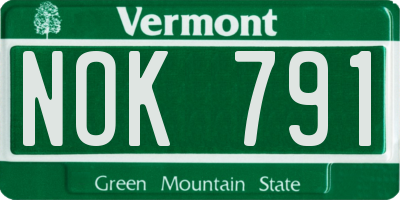 VT license plate NOK791