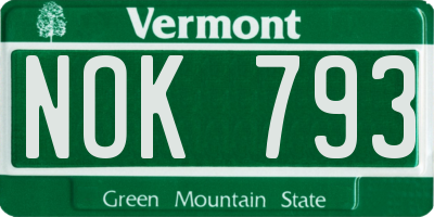 VT license plate NOK793