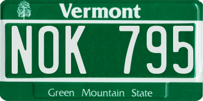 VT license plate NOK795