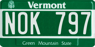 VT license plate NOK797