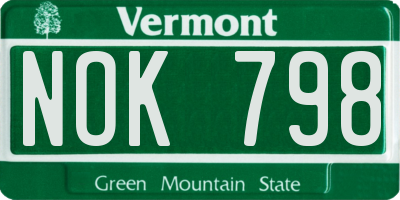 VT license plate NOK798