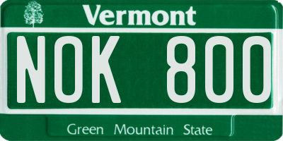 VT license plate NOK800