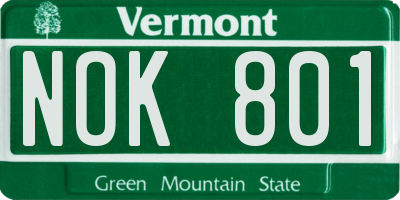 VT license plate NOK801