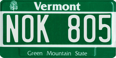 VT license plate NOK805