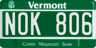 VT license plate NOK806