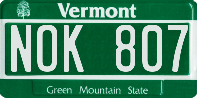 VT license plate NOK807