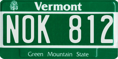 VT license plate NOK812