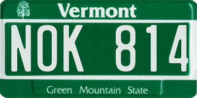 VT license plate NOK814