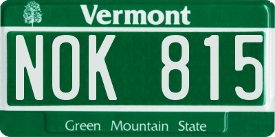 VT license plate NOK815