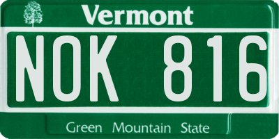 VT license plate NOK816