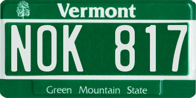 VT license plate NOK817