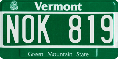 VT license plate NOK819