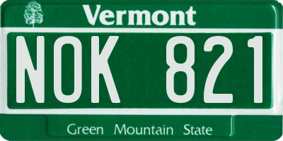 VT license plate NOK821