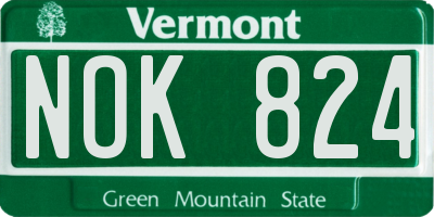 VT license plate NOK824