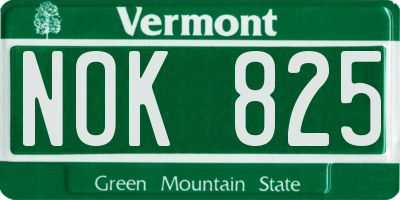VT license plate NOK825