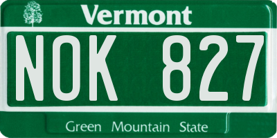 VT license plate NOK827