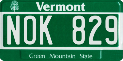 VT license plate NOK829