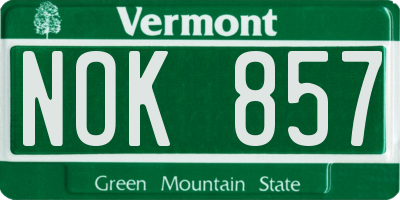 VT license plate NOK857