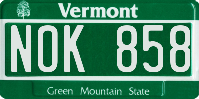 VT license plate NOK858